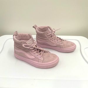 Vans Sk8 Hi Off The Wall Pink Suede Pink Sole High Top US Kids Size 2  1/2
